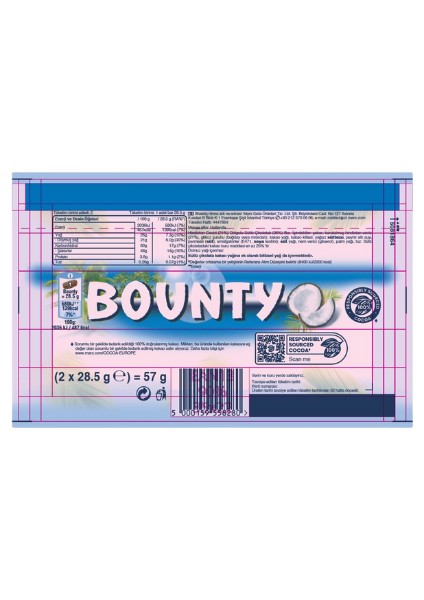 Bounty Hindistan Cevizli Çikolata 57 G * 24 Adet modelleri