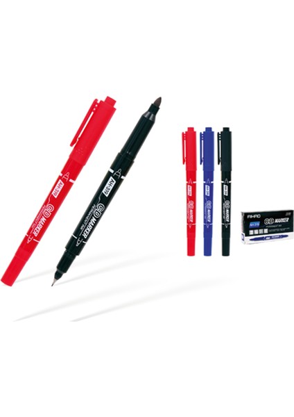 Asetat Kalemi Permanent Çift Taraflı Kırmızı AH-319