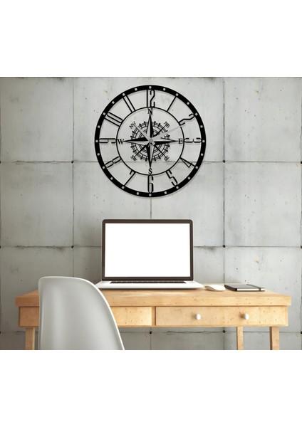 Pusula Desen Metal Duvar Saati Tepedentırnağa Özel Seri