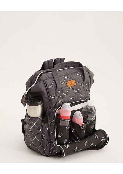 Mamma Premium / Smile Anne Bebek Bakım Sırt Çantası Termal Biberonluk ve Bebek Arabası Askı Aparatı Hediyeli