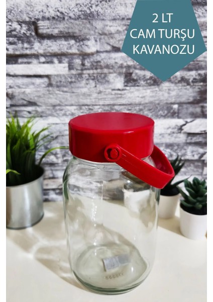 2 Litre Yeni Kapaklı Cam Turşu ve Bakliyat Reçel Saklama Kavanozu