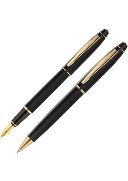 Takım Kalem Dolma+Tükenmez Mat Siyah Altın 35