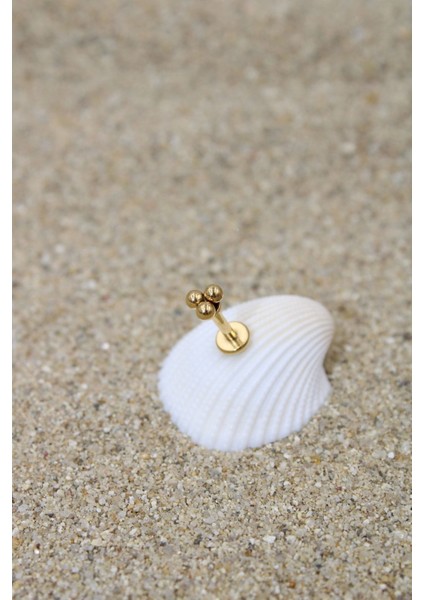 Piercing Cerrahi Çelik Piercing Kıkırdak Tragus Conch Helix Gold Renk Küçük Üç Top Labret