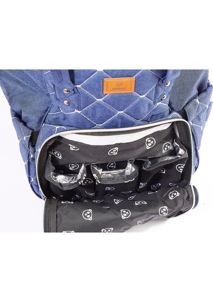 Mamma Premium / Smile Anne Bebek Bakım Sırt Çantası Termal Biberonluk ve Bebek Arabası Askı Aparatı Hediyeli