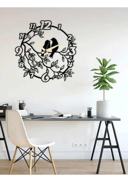 Kuş ve Dal Lazer Kesim Metal Duvar Saati Tepedentırnağa Özel Seri modelleri