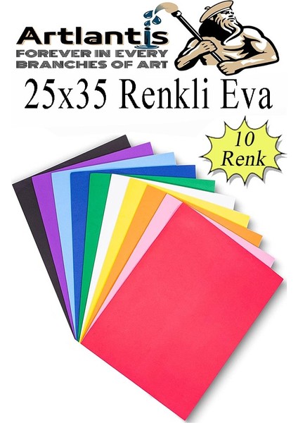 Eva 25X35 cm 10 Renk 1 Paket Eva Süngeri 10'lu Okul Öncesi Kreş Anasınıfı Elişi Etkinlikleri
