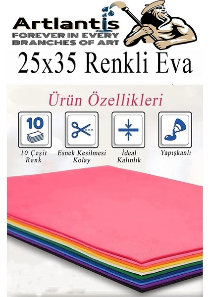 Eva 25X35 cm 10 Renk 1 Paket Eva Süngeri 10'lu Okul Öncesi Kreş Anasınıfı Elişi Etkinlikleri fiyatları