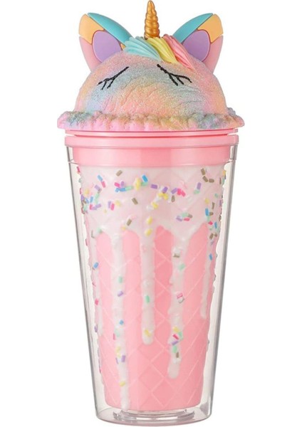 Kulaklı Pipetli Matara 450 ml Pembe