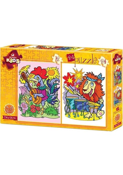 Puzzle 12+24 Parça Müzisyen Hayvanlar 4490