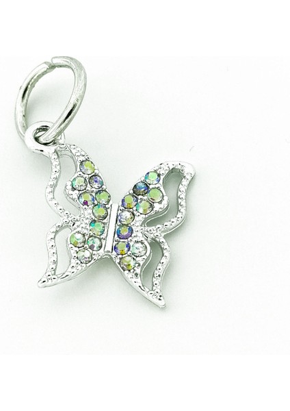 Işıltılı Kelebek Sallantılı Çelik Charm