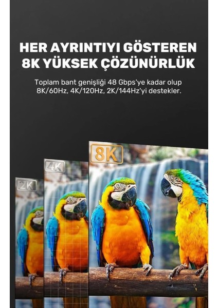 8K 3 Metre HDMI Kablo 2.1V Ultra Hd 4320P 48 Gbps fırsatları