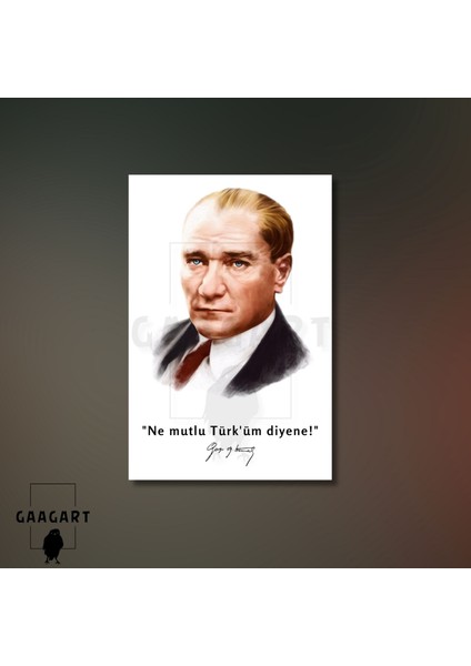 Tekli Dikey Kanvas Makam Panosu Atatürk Sözleri Renkli Ne Mutlu Türk'üm Diyene! modelleri