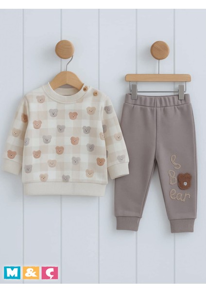 Mevsimlik Iki Iplik Erkek Ayıcık Bebek Alt Üst Pamuklu Takımı Cotton Baby Set Outfit