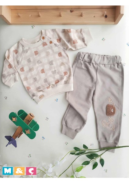 Mevsimlik Iki Iplik Erkek Ayıcık Bebek Alt Üst Pamuklu Takımı Cotton Baby Set Outfit modelleri