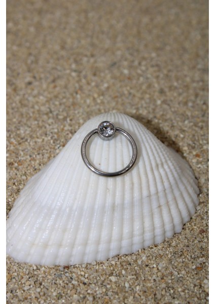 Piercing Cerrahi Çelik Zirkon Taşlı Sıkıştırma Halka Kıkırdak Septum Tragus Conch Helix Silver Renk