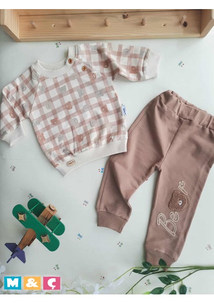 Mevsimlik Iki Iplik Erkek Ayıcık Bebek Alt Üst Pamuklu Takımı Cotton Baby Set Outfit