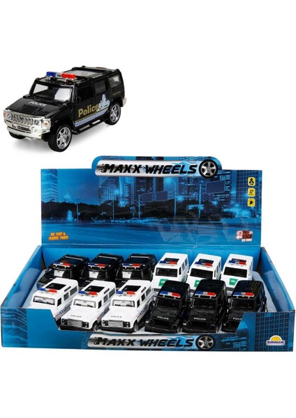 Oyuncak Maxx Wheels Işıklı Polis Jeep Model Arabalar 12 cm