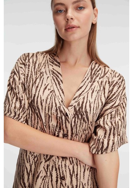 Anıl 9898 Kadın Kısa Kol Viskon Kumaş Desenli Pijama Takımı