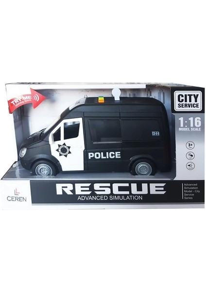 Oyuncak Işıklı ve Sesli Sürtmeli Polis ve Ambulans Minibüs 1:16 (2 Asorti) WY590A/B/C