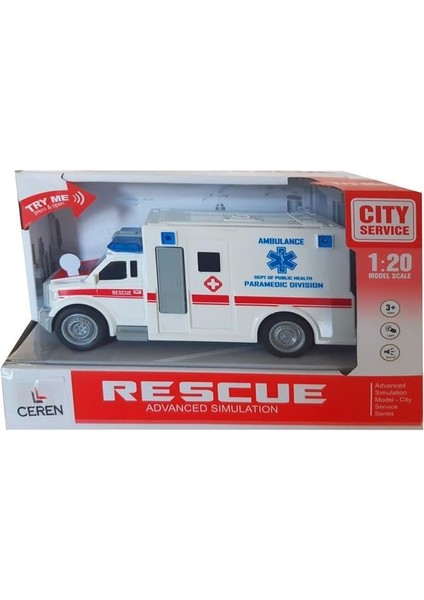 Oyuncak Işıklı ve Sesli Sürtmeli Ambulans 1:20 WY670A