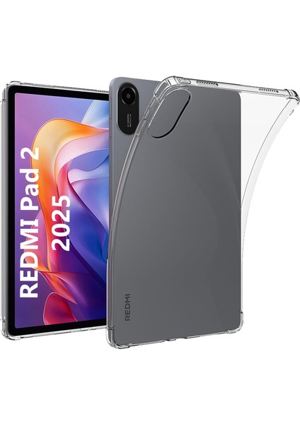 Xiaomi Redmi Pad 2 11 Inç 2025 Kılıf Şeffaf Silikon Köşe Korumalı Clear Darbe Emici Arka Kapak