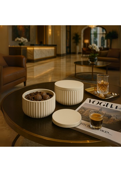 Modern Çizgili Kapaklı Organizer – 4 Parça Set (10,5 × 6,5 Cm)