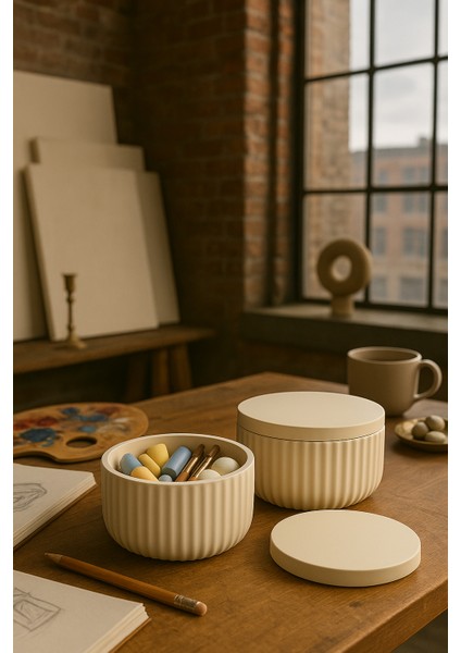 Modern Çizgili Kapaklı Organizer – 4 Parça Set (10,5 × 6,5 Cm) indirimleri