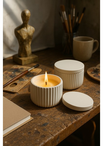 Modern Çizgili Kapaklı Organizer – 4 Parça Set (10,5 × 6,5 Cm)