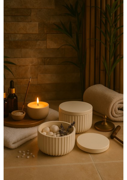 Modern Çizgili Kapaklı Organizer – 4 Parça Set (10,5 × 6,5 Cm)