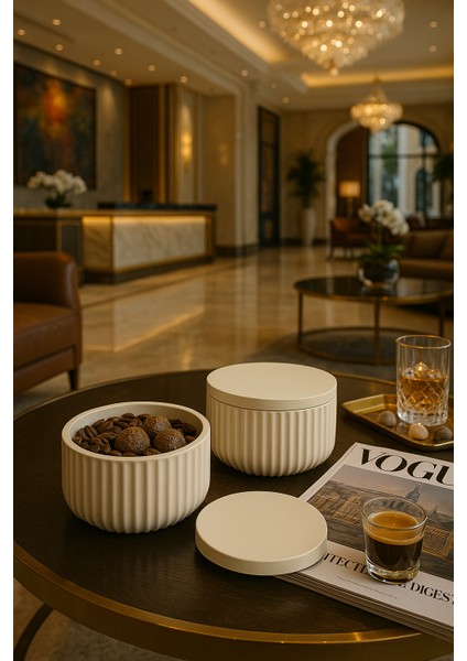 Modern Çizgili Kapaklı Organizer – 4 Parça Set (10,5 × 6,5 Cm)