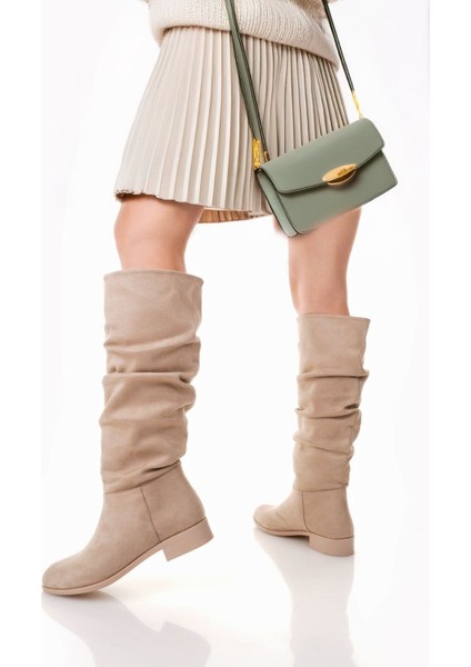 Winda Bej Süet Körüklü Çizme modelleri