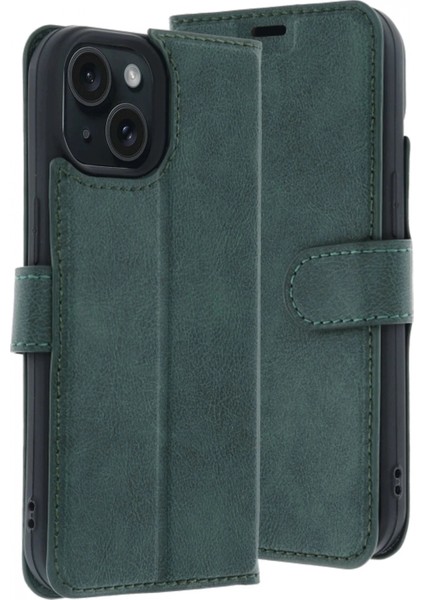 Apple iPhone 15 Trend S Plus Kapaklı Kılıf - Yeşil fırsatları