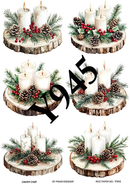 Y945 Yeniyıl Serisi Odun, Mum 29*42 cm Pirinç Dekopaj