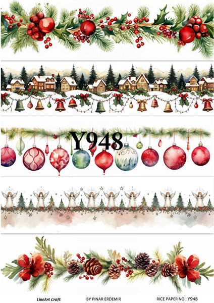 Y948 Yeniyıl Serisi Bordür Desenler 29*42 cm Pirinç Dekopaj