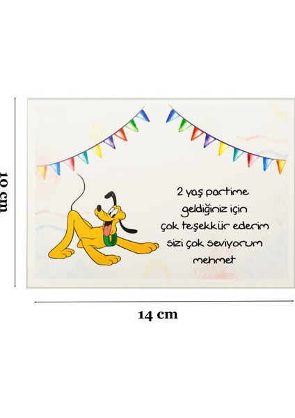 10X14 cm Pluto Temalı Kişiselleştirilebilir 10 Adet Doğum Günü Tebrik Kartı Model-10 fiyatları