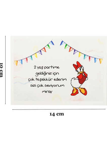 10X14 cm Daisy Duck Temalı Kişiselleştirilebilir 10 Adet Doğum Günü Tebrik Kartı Model-7 fiyatları