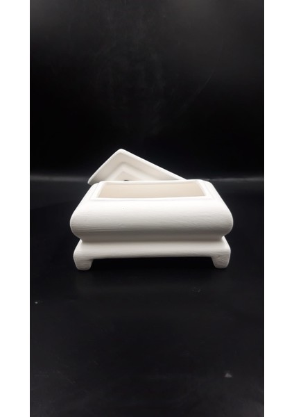 Dikdörtgen Mücevherlik – Boyamaya Hazır Çini Bisküvi Takı Kutusu | 13X8X7 cm