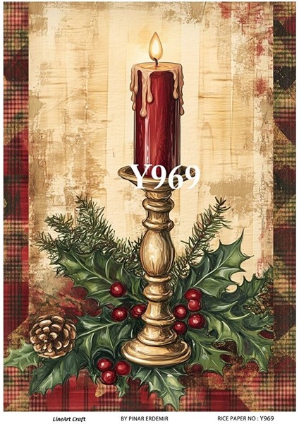 Y969 Yeniyıl Serisi, Mum Desenli Pirinç Dekopaj 30*42 cm