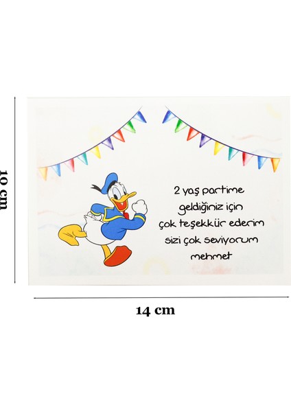 10X14 cm Donald Duck Temalı Kişiselleştirilebilir 10 Adet Doğum Günü Tebrik Kartı fiyatları