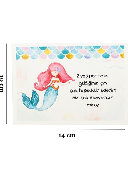 10X14 cm Deniz Kızı Temalı Kişiselleştirilebilir 10 Adet Doğum Günü Tebrik Kartı fiyatları