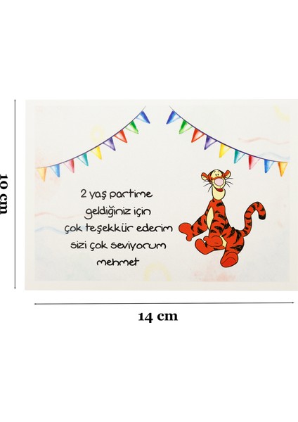10X14 cm Tigger Temalı Kişiselleştirilebilir 10 Adet Doğum Günü Tebrik Kartı Model-11 fiyatları