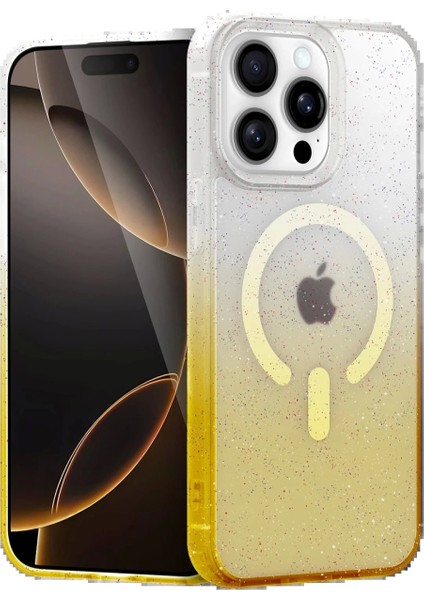 Apple iPhone 15 Pro Max Pummel Shiny Magsafe Kapak - Gold