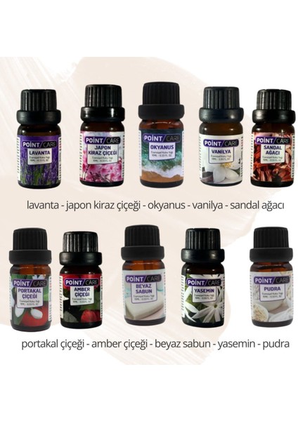Poınt Care Kokulu Esansiyel Uçucu Yağ 10 Adet, Aromatik Çamaşır Kurutma Topu, Buhurdanlık Kokusu