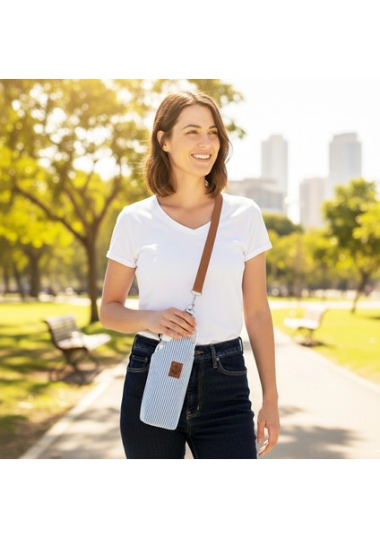 El Yapımı U Model Çizgili Matara Termos Kılıfı Iceflow 0,89