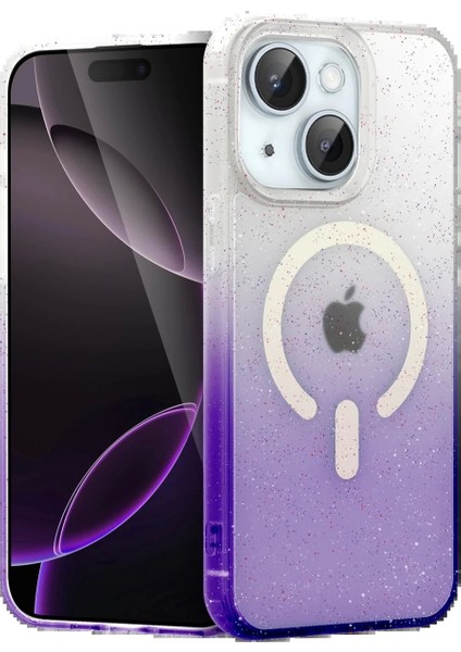 Apple iPhone 15 Pummel Shiny Magsafe Kapak - Mor