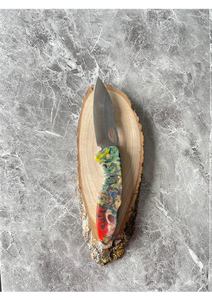 D2 Çelik Çok Renkli Epoksi Kamp Çakısı – 9 cm Namlu – Cam Kırmalı