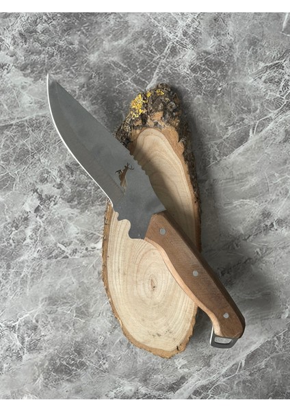 Geyik Desenli El Yapımı Kamp ve Av Bıçağı – 28 cm