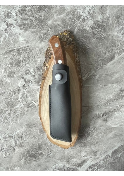 Ceviz Kabzeli El Yapımı Kılıflı Mini Kamp ve Av Bıçağı – 19,5 cm