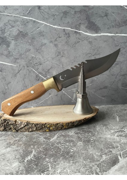Atak Ayyıldız Desenli Kamp ve Av Bıçağı | Pirinç Balçaklı, Ceviz Kabzeli – 27,5 cm fırsatları