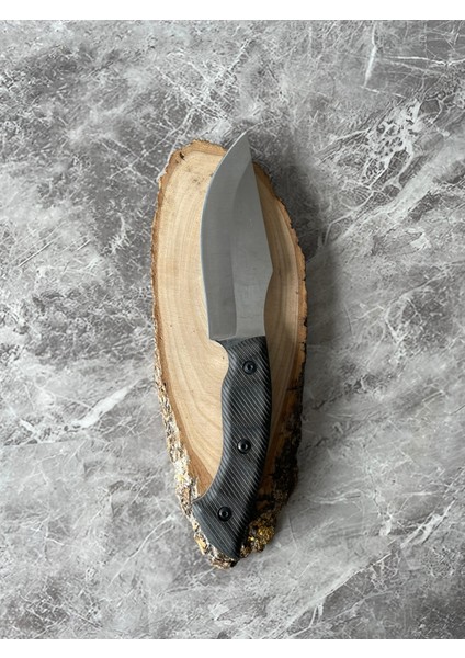 Siyah Kabzeli El Yapımı Kılıflı Kompakt Kamp ve Av Bıçağı – 24 cm